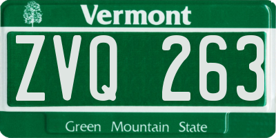 VT license plate ZVQ263