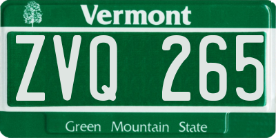 VT license plate ZVQ265