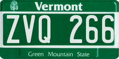 VT license plate ZVQ266
