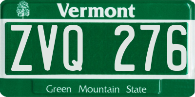 VT license plate ZVQ276
