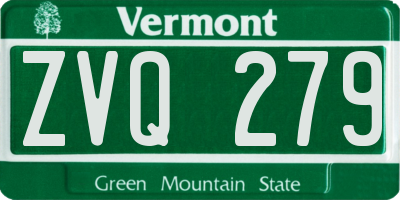 VT license plate ZVQ279