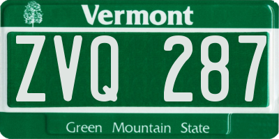 VT license plate ZVQ287