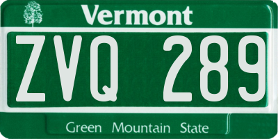 VT license plate ZVQ289