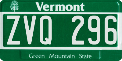 VT license plate ZVQ296