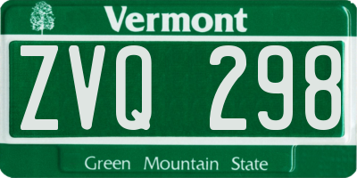 VT license plate ZVQ298
