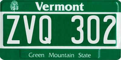 VT license plate ZVQ302