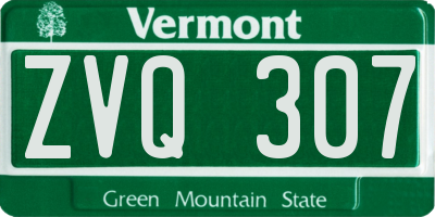 VT license plate ZVQ307