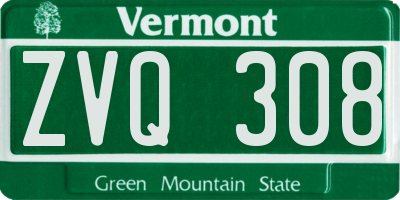 VT license plate ZVQ308