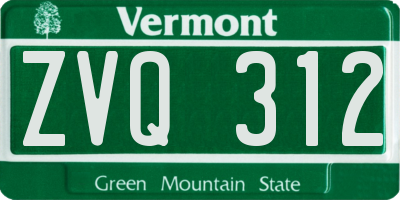 VT license plate ZVQ312