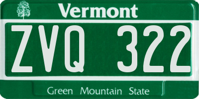VT license plate ZVQ322
