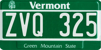 VT license plate ZVQ325