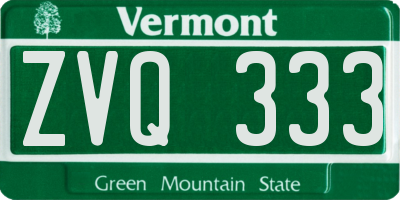 VT license plate ZVQ333