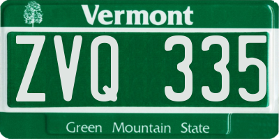 VT license plate ZVQ335