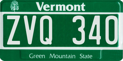 VT license plate ZVQ340