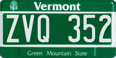 VT license plate ZVQ352
