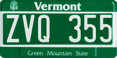VT license plate ZVQ355