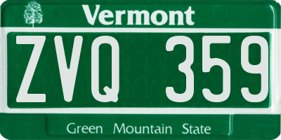 VT license plate ZVQ359