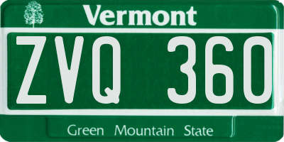 VT license plate ZVQ360