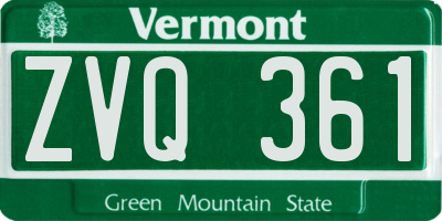 VT license plate ZVQ361