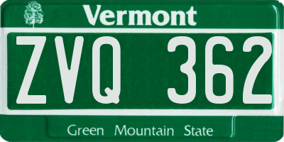 VT license plate ZVQ362