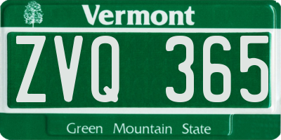 VT license plate ZVQ365