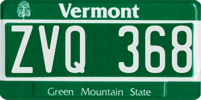 VT license plate ZVQ368