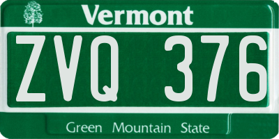 VT license plate ZVQ376