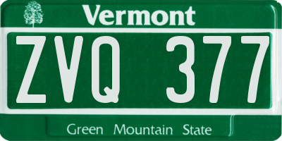 VT license plate ZVQ377