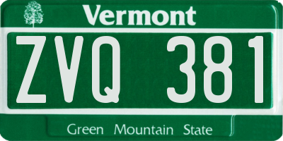 VT license plate ZVQ381