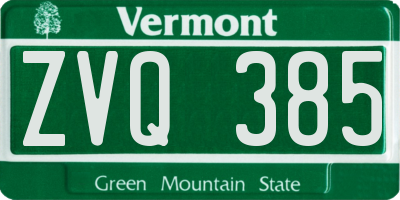 VT license plate ZVQ385