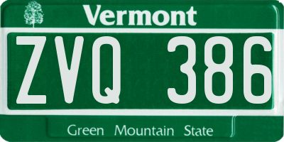 VT license plate ZVQ386