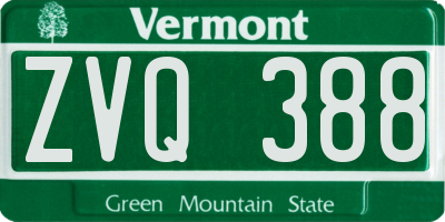 VT license plate ZVQ388