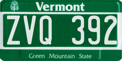 VT license plate ZVQ392