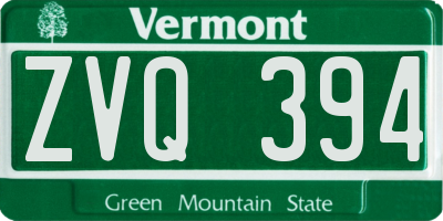 VT license plate ZVQ394