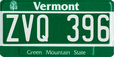 VT license plate ZVQ396