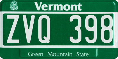 VT license plate ZVQ398