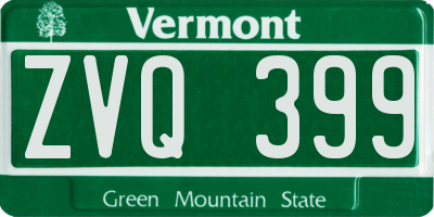 VT license plate ZVQ399