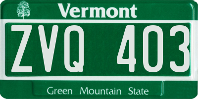 VT license plate ZVQ403