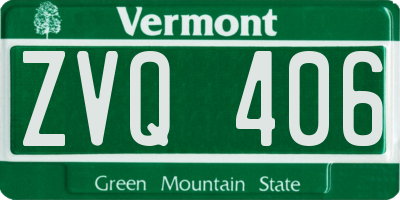 VT license plate ZVQ406