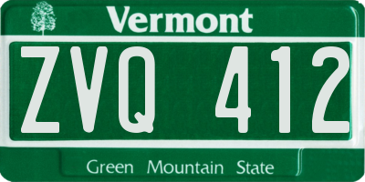 VT license plate ZVQ412