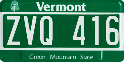 VT license plate ZVQ416