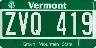 VT license plate ZVQ419