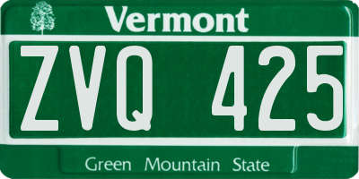 VT license plate ZVQ425
