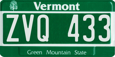 VT license plate ZVQ433