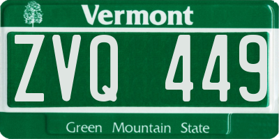 VT license plate ZVQ449