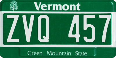 VT license plate ZVQ457