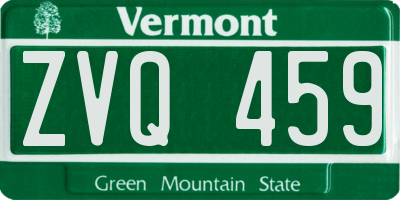 VT license plate ZVQ459