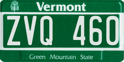 VT license plate ZVQ460