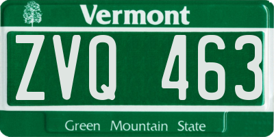 VT license plate ZVQ463