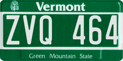VT license plate ZVQ464